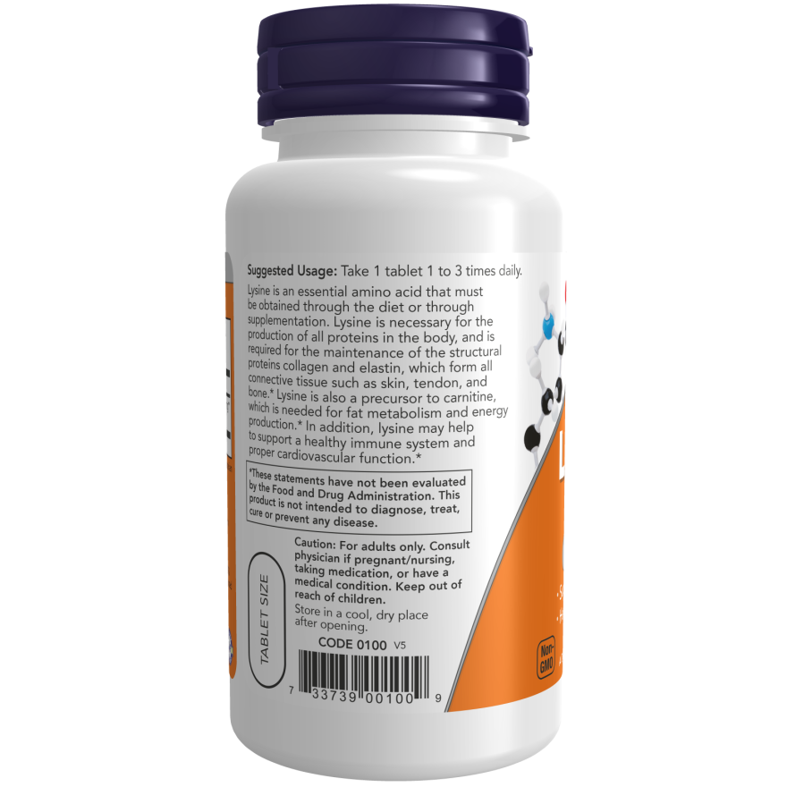 L-Lisina de Now Foods, 500 mg, 100 comprimidos