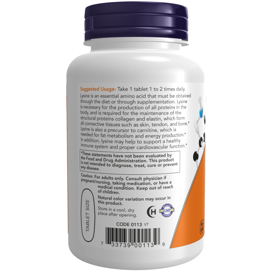 L-lisina de NOW Foods, doble potencia, 1000 mg, 100 comprimidos