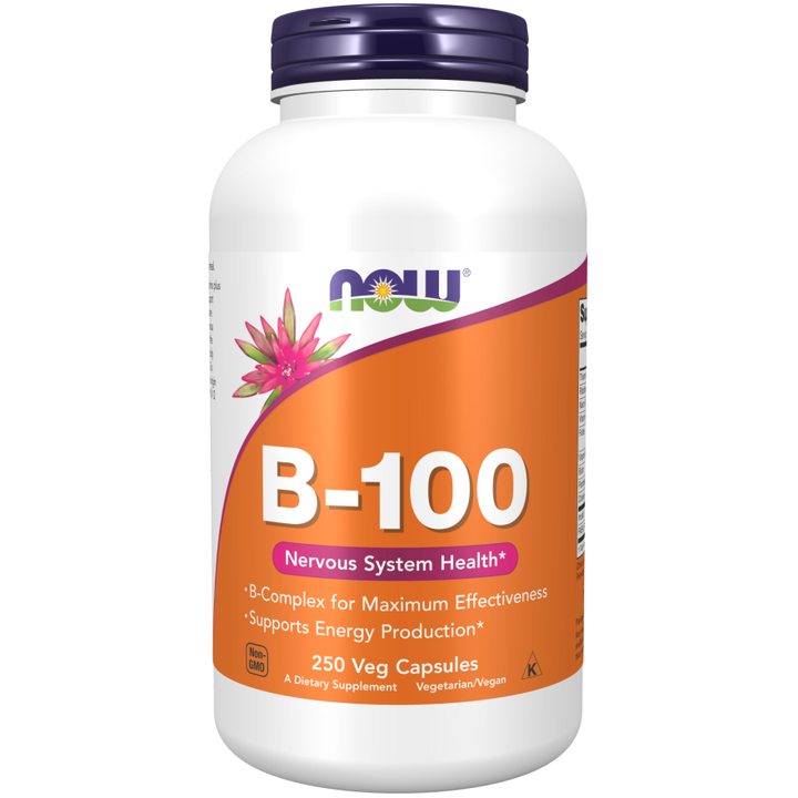 Vitamina B-100 de NOW Foods, 250 cápsulas vegetales