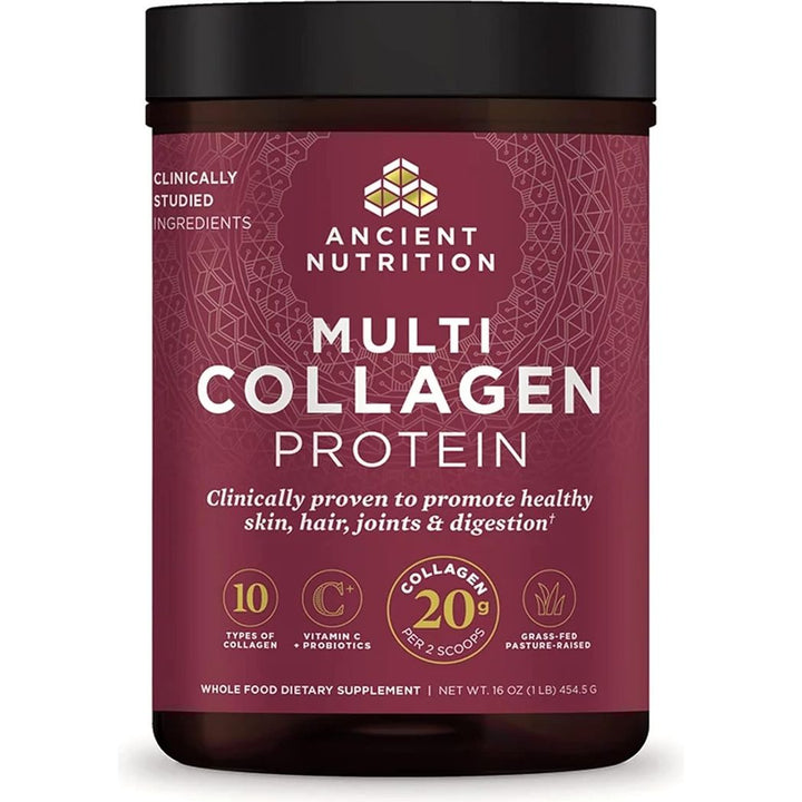 Proteína de colágeno de Ancient Nutrition, sin sabor, proteína de colágeno múltiple, péptidos de colágeno hidrolizado, 16 oz