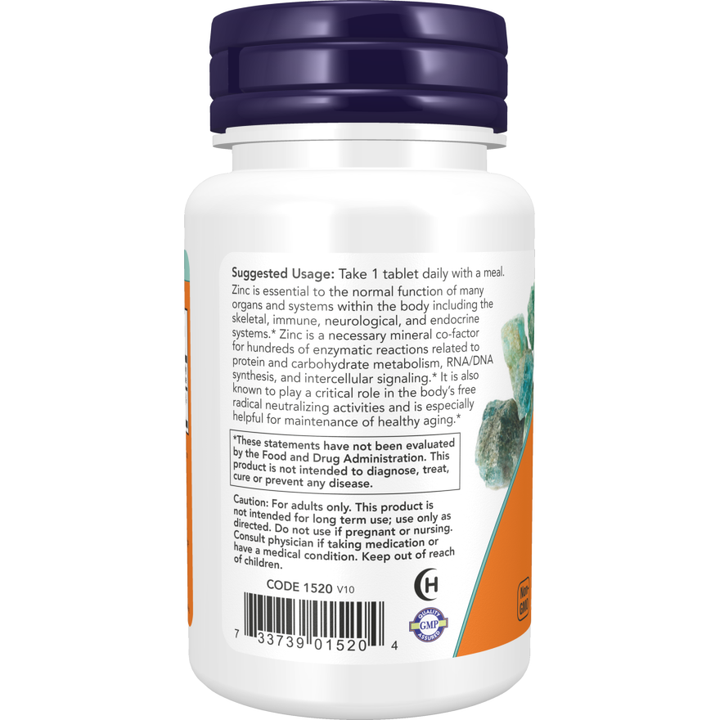 NOW Foods Zinc 50 mg 250 comprimidos