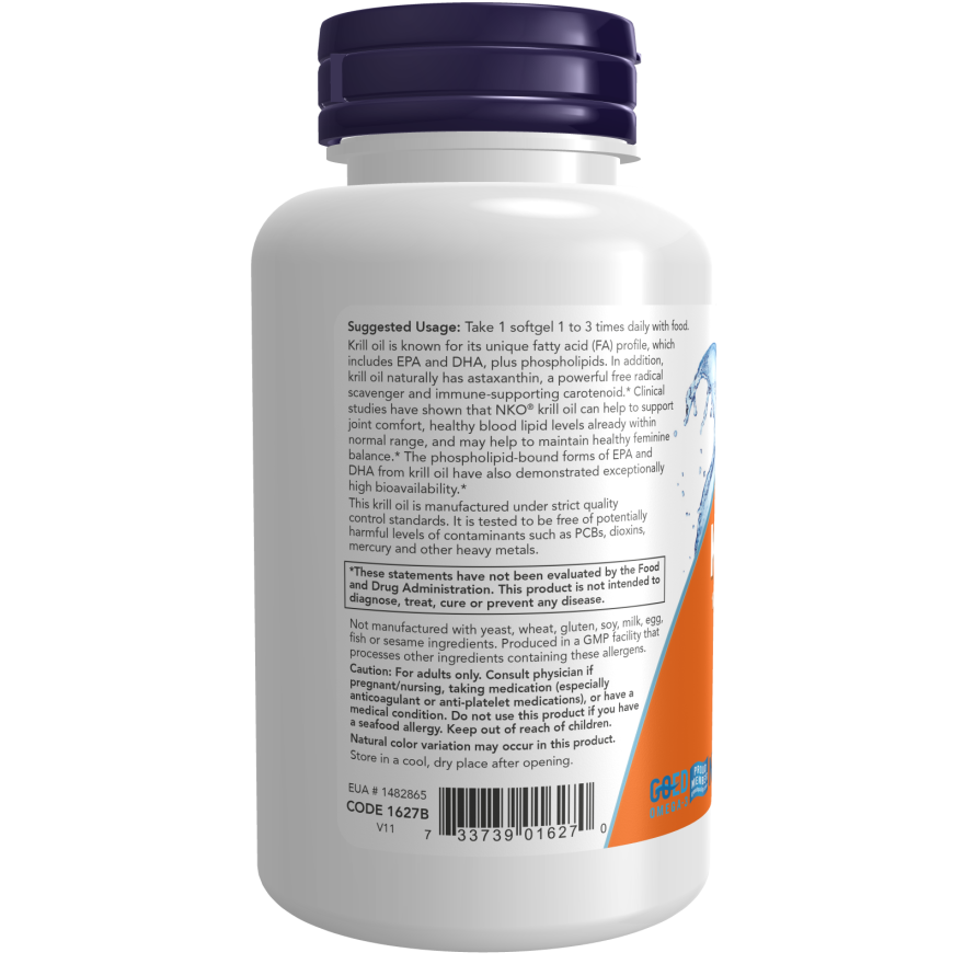 NOW Foods Krill 1000, Double Strength 1000 mg 60 Softgel