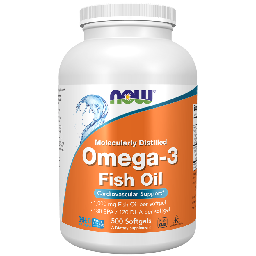 Now Foods Omega-3 Fish Oil, Molecularly Distilled 500 Softgels