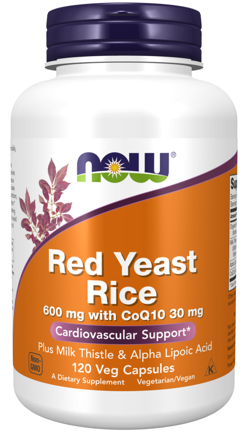 NOW Foods Red Yeast Rice 600 mg with CoQ10 30 mg 120 Veg Capsules