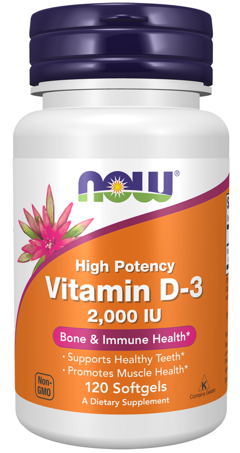 NOW Foods Vitamin D-3 2000 IU 120 Softgels