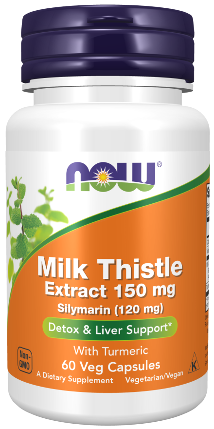 NOW Foods Milk Thistle Extract 150 mg Silymarin (120 mg) 60 Veg Capsules