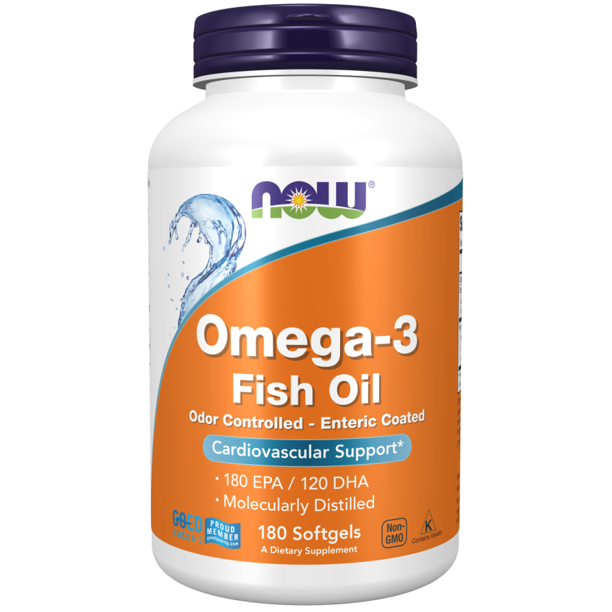 NOW Foods Omega-3, 180 Molecularly Distilled & Enteric Coated Softgels