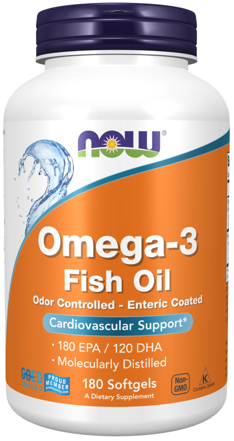 NOW Foods Omega-3, 180 Molecularly Distilled & Enteric Coated Softgels