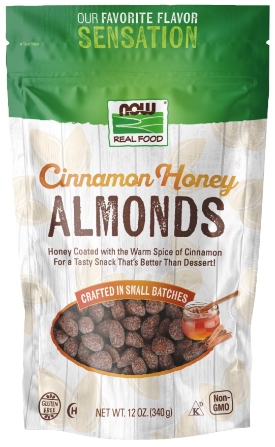 Now Foods Almonds, Cinnamon Honey 12 oz