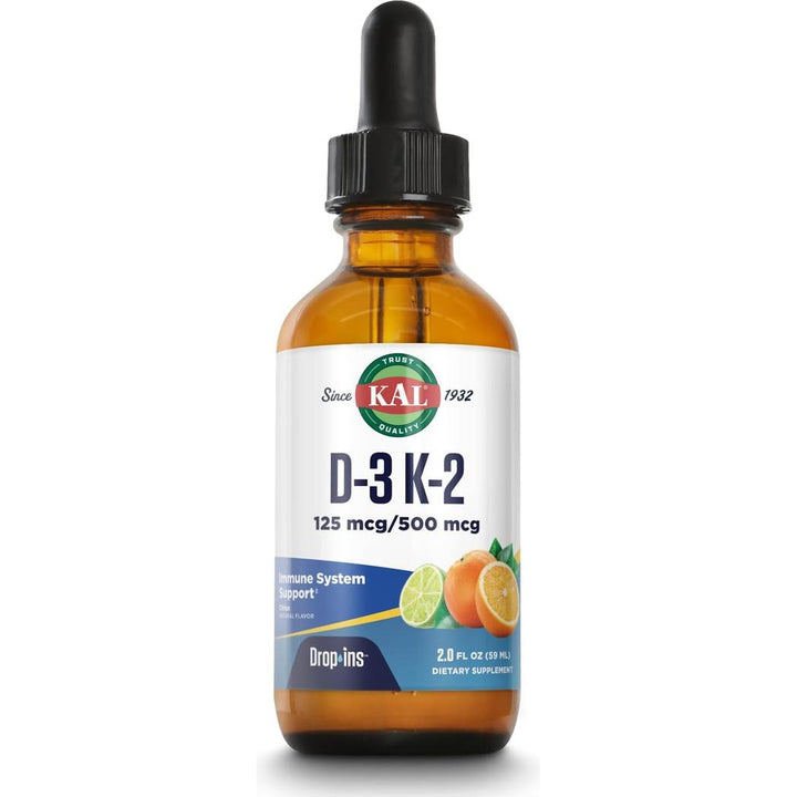 Gotas KAL D-3 K-2, cítricas, 2 fl oz 