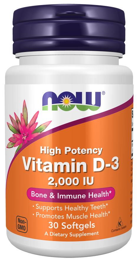 NOW Foods Vitamin D-3 2000 IU 30 Softgels