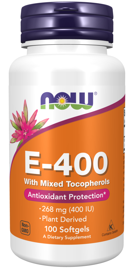 Now Foods Vitamin E 400 IU  100 Softgels  W/ Mixed Tocopherols