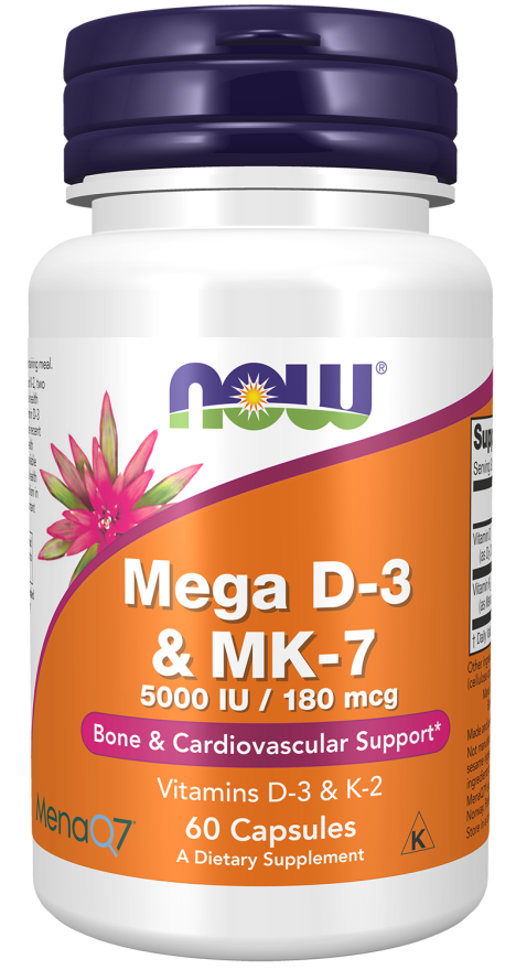 NOW Foods Mega D-3 & MK-7 60 Capsules