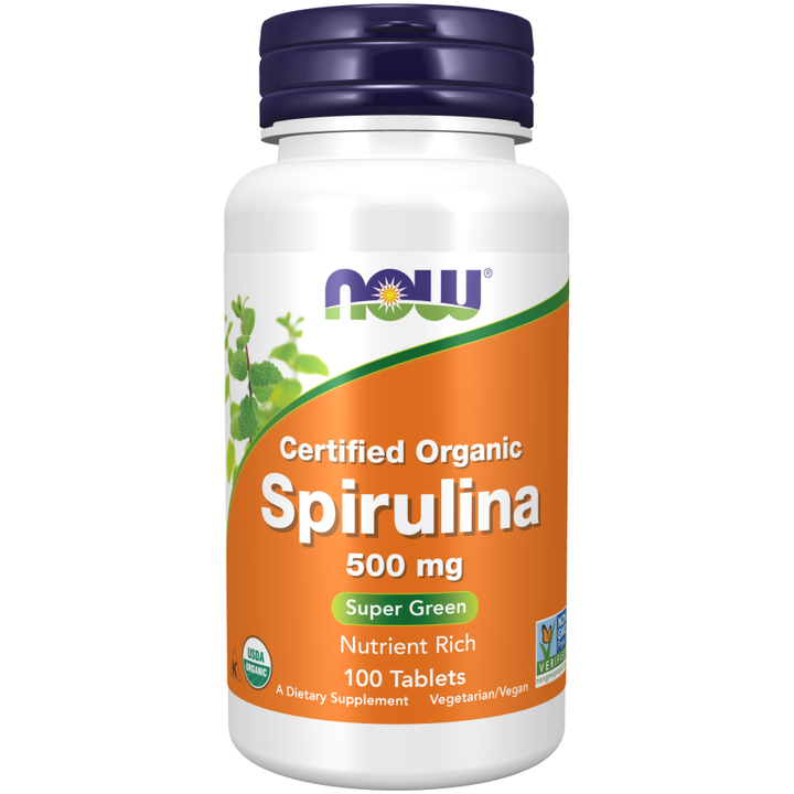 Spirulina orgánica de 500 mg de NOW Foods, 100 comprimidos