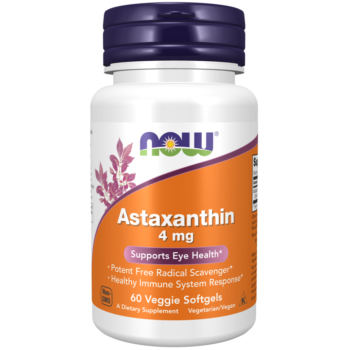 Astaxantina de NOW Foods, 4 mg, 60 cápsulas blandas