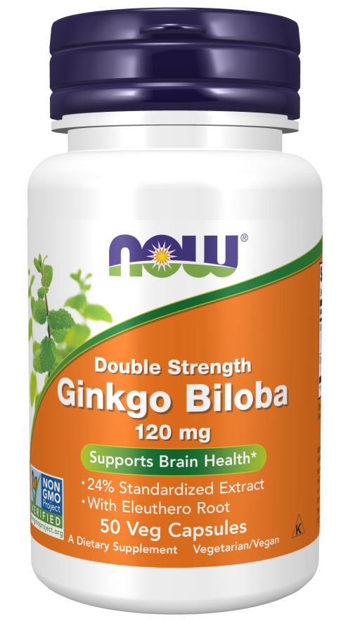 NOW Foods Ginkgo Biloba 120 mg Double Strength  (One Per Day) 50 Caps