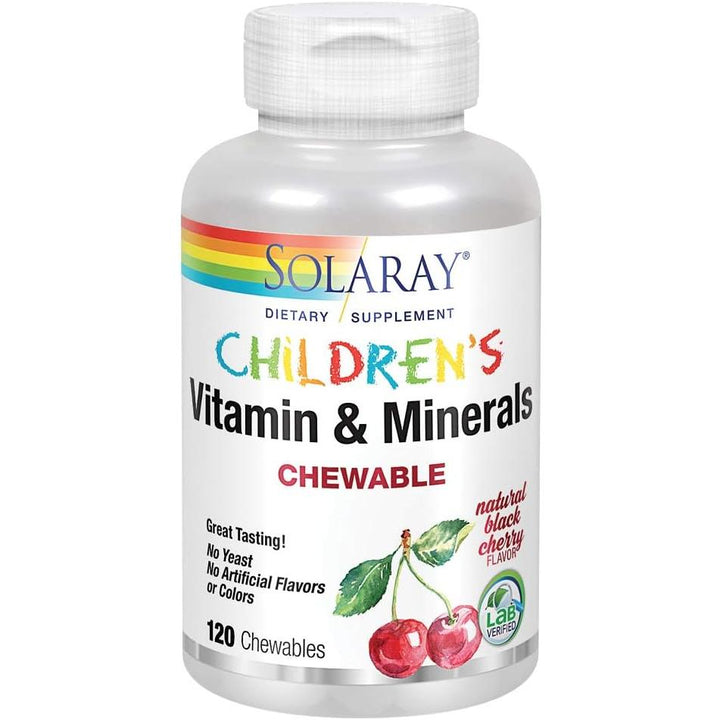 Vitaminas y minerales masticables para niños de Solaray (120 obleas)