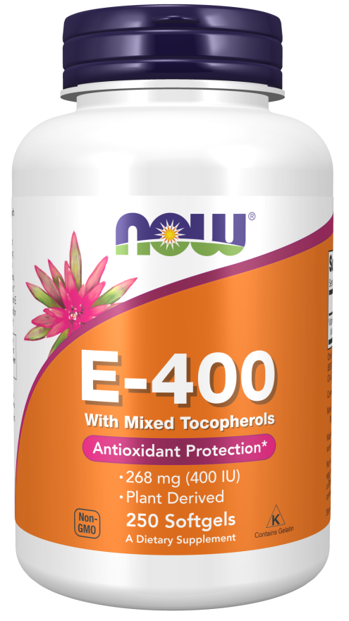 Now Foods Vitamin E  400 IU 250 Softgels  W/ Mixed Tocopherols