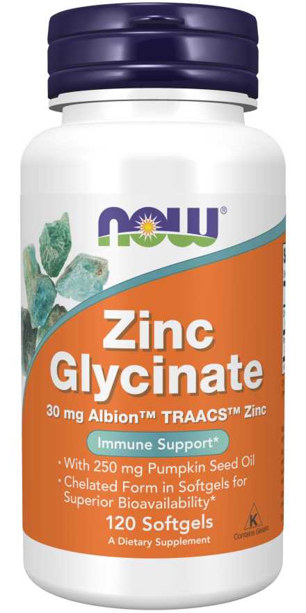 NOW Foods Zinc Glycinate 120 Softgels