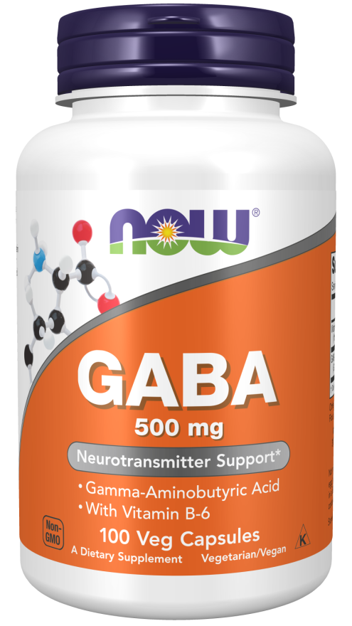 NOW Foods GABA 500 mg 100 Veg Capsules