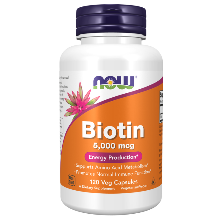 NOW Foods Biotin 5,000 mcg 120 Veg Capsules