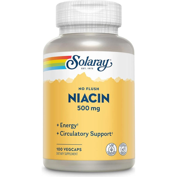 Solaray No Flush Niacina - 500 mg - 100 cápsulas