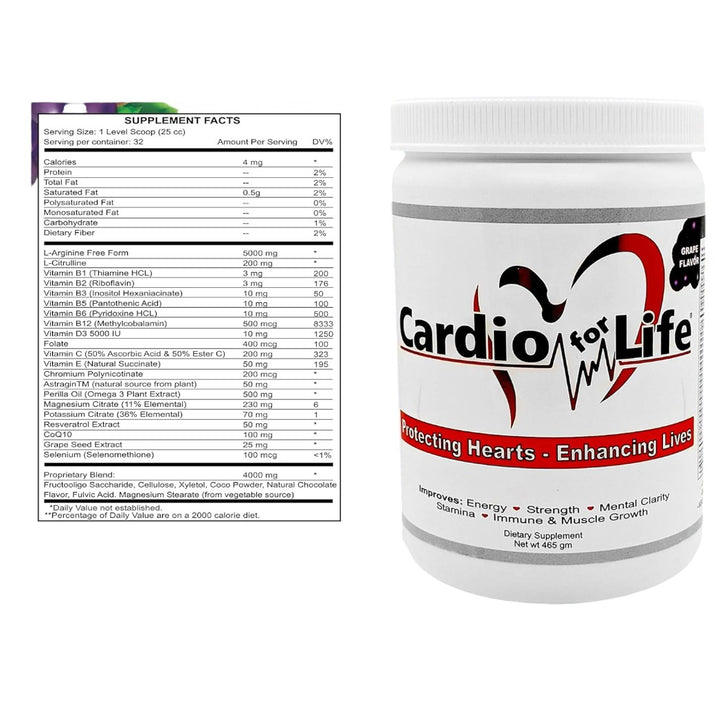 CardioForLife - 16 oz. Powder w/ AstraGin - Grape Flavor CardioForlife