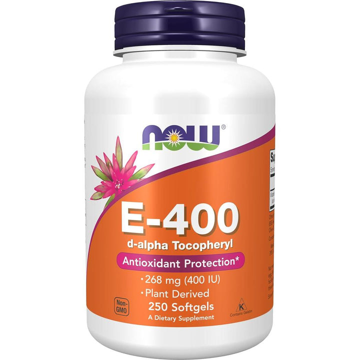 Vitamina E 400 UI de Now Foods, 250 cápsulas blandas