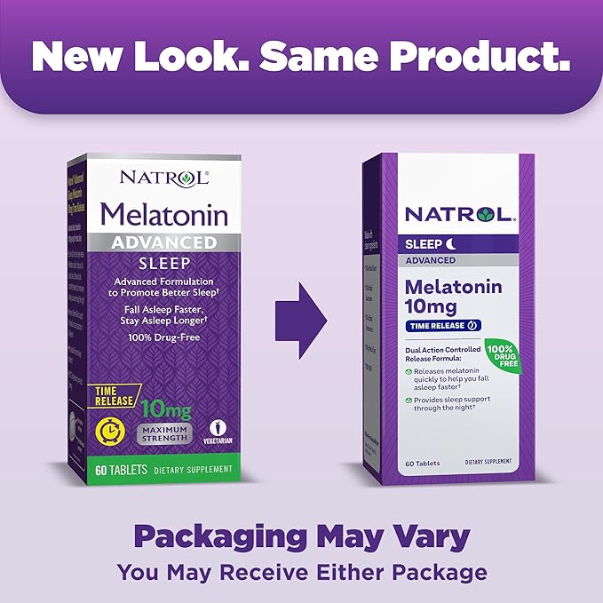 Natrol Advanced Sleep Melatonin Maximum Strength Controlled Release 10 MG 60 Tablets