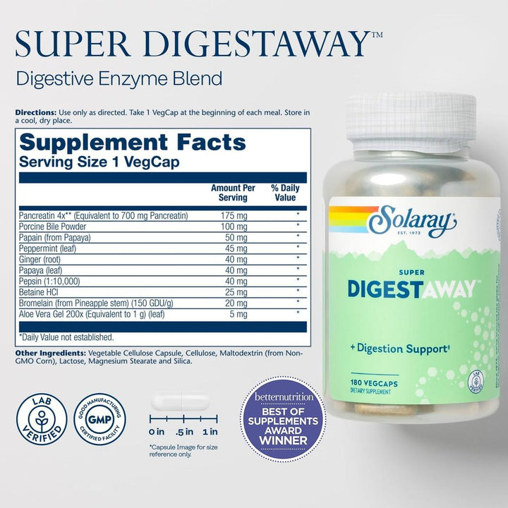 Solaray Super DigestAway - 180 capsules