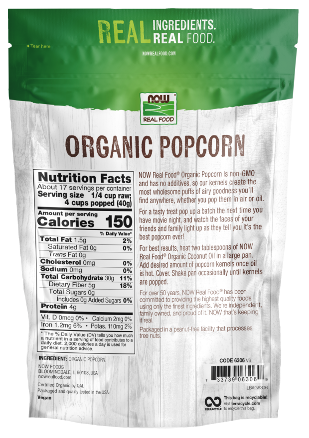 NOW Foods Organic Popcorn 24 oz.