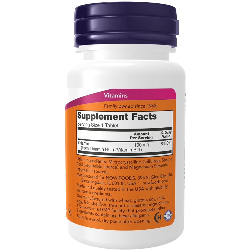 NOW Foods Vitamin B-1 100 mg 100 Tablets