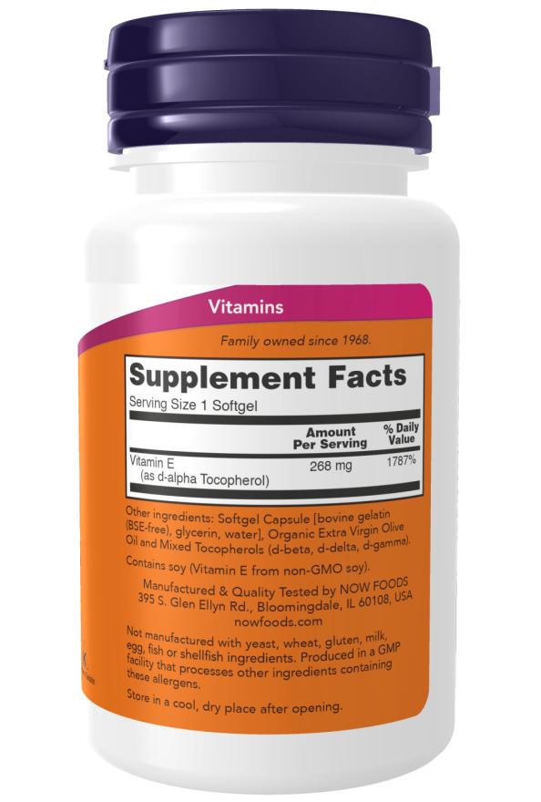 Now Foods Vitamin E  400 IU 250 Softgels  W/ Mixed Tocopherols