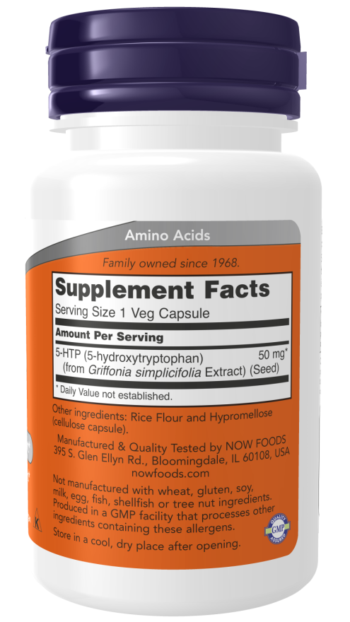 NOW Foods 5-HTP 50 mg 30 Veg Capsules