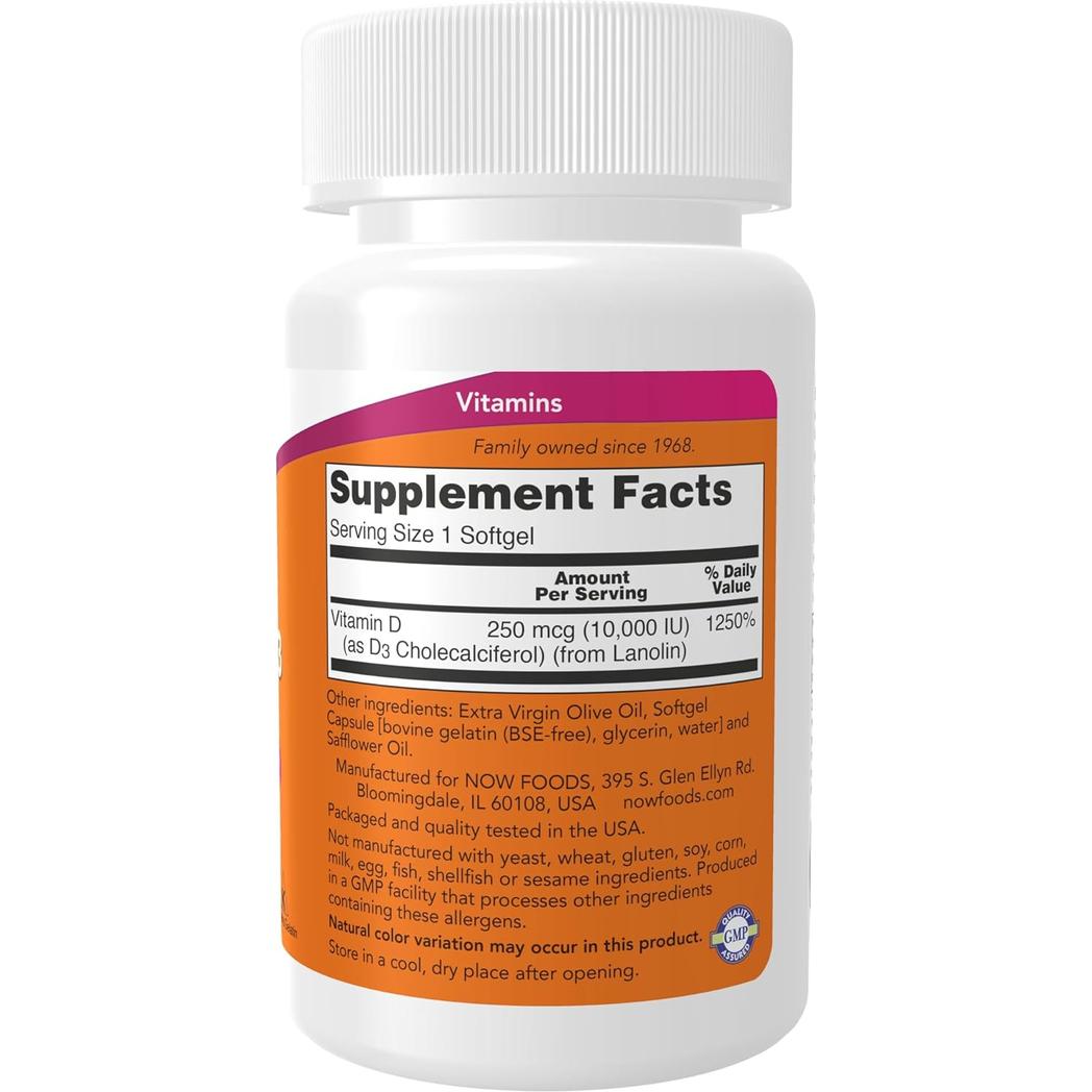 NOW Foods Vitamin D-3 10,000 IU 120 Softgels