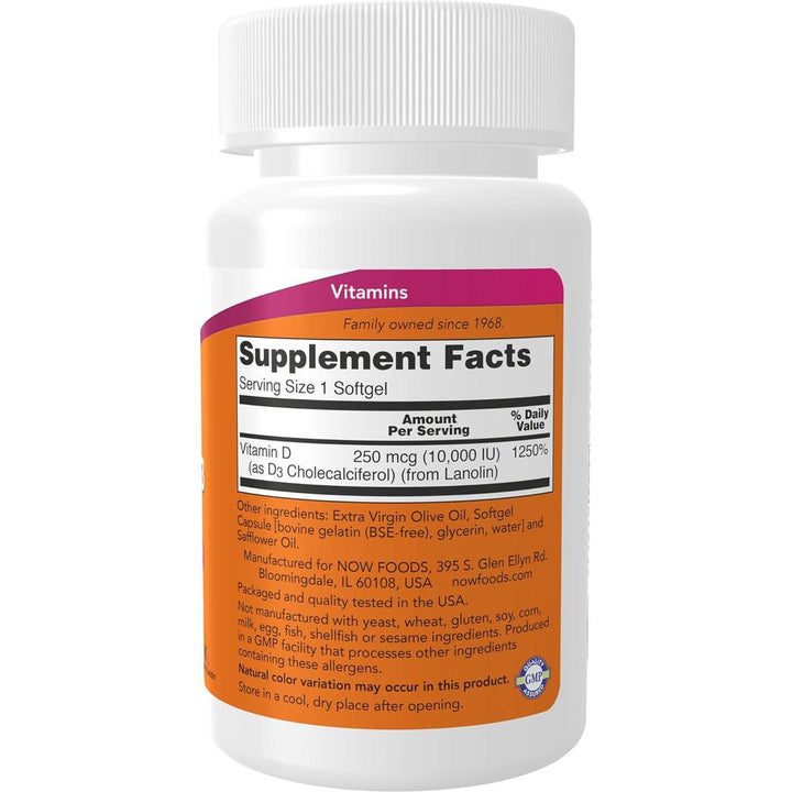 NOW Foods Vitamin D-3 10,000 IU 120 Softgels