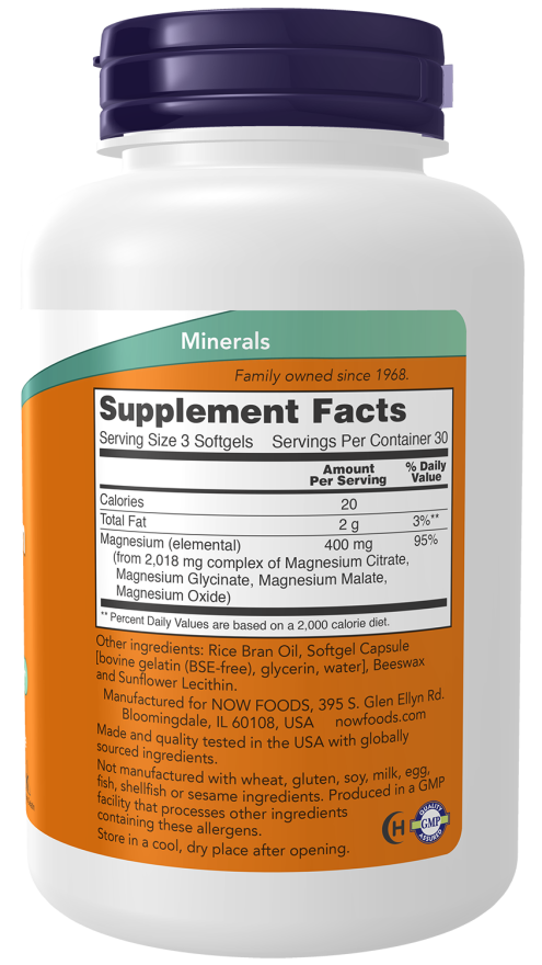 NOW Foods Magnesium Citrate 180 Softgels