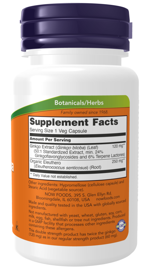 NOW Foods Ginkgo Biloba 120 mg Double Strength  (One Per Day) 50 Caps