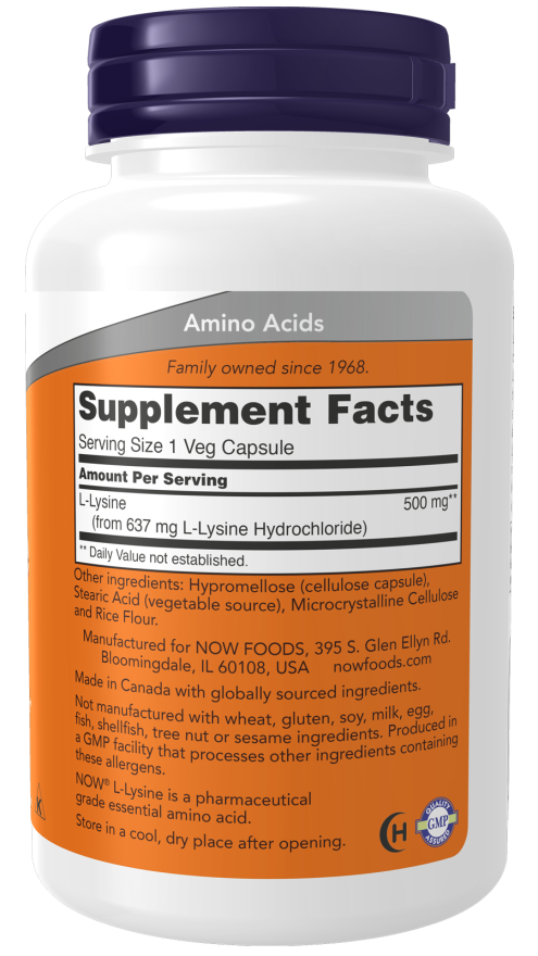 NOW Foods L-Lysine 500 mg - 100 Caps