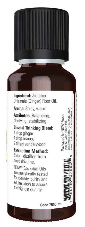 NOW Foods Ginger Essential Oil  1oz  100% Pure