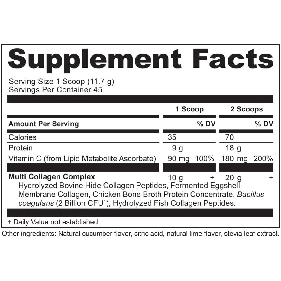 Ancient Nutrition Collagen Powder Protein, Multi Collagen Protein, Cucumber Lime,