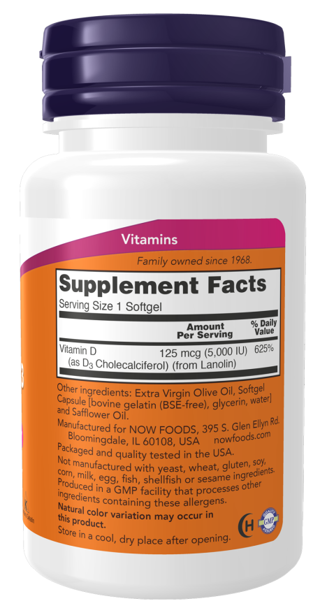 NOW Foods Vitamin D-3   5,000 IU - 240 Softgels