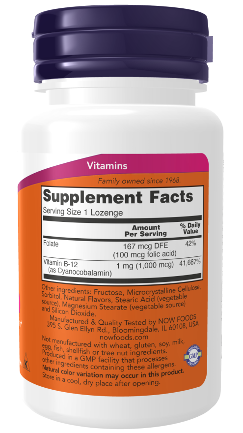 NOW Foods Vitamin B-12 1000mcg - 100 Chewable Lozenges