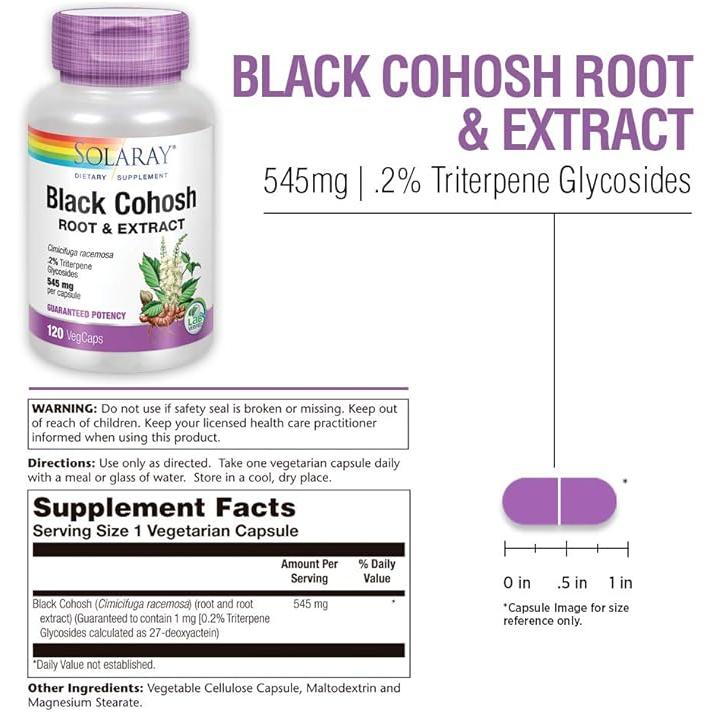 Cohosh negro de Solaray - 545 mg - 120 cápsulas