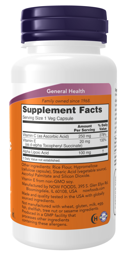 NOW Foods Alpha Lipoic Acid 100 mg 60 Veg Capsules