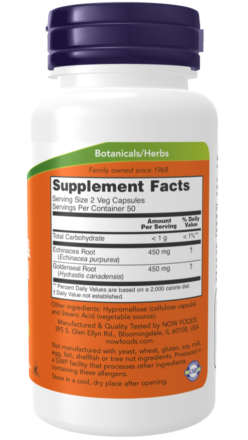 NOW Foods Echinacea & Goldenseal Root - 100 Caps