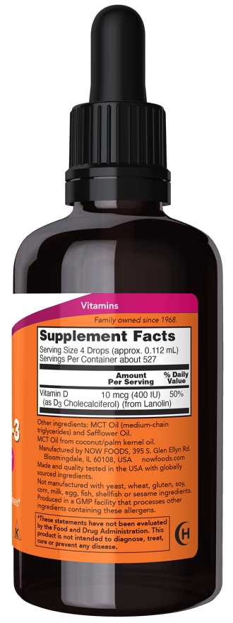 NOW Foods Liquid Vitamin D-3   2 fl .oz.