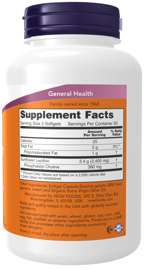 NOW Foods Sunflower Lecithin 1200 mg 200 Softgels