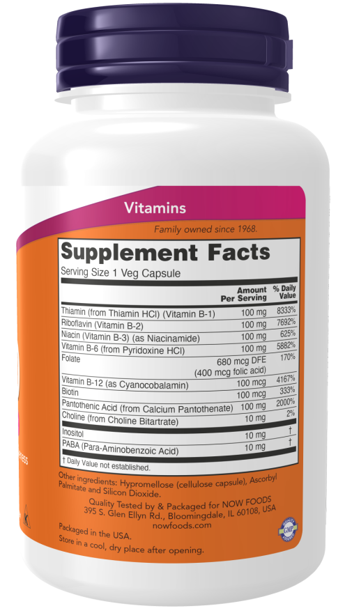 NOW Foods Vitamin B-100 250 Veg Capsules