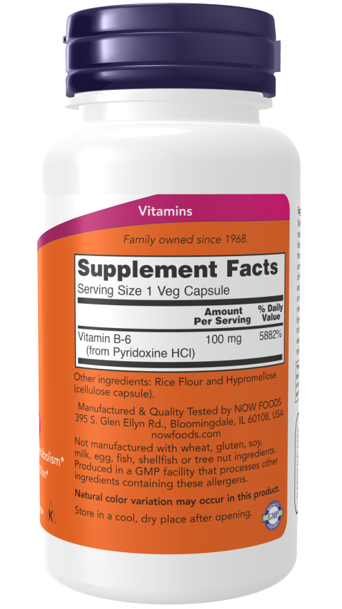 NOW Foods Vitamin B-6 100mg 100 Caps